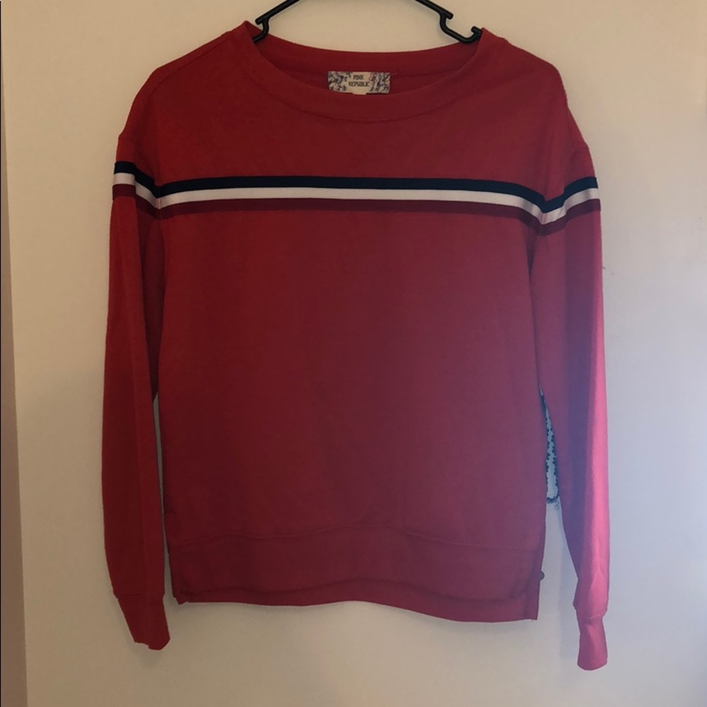 Red Striped Scoop Neck Sweater
